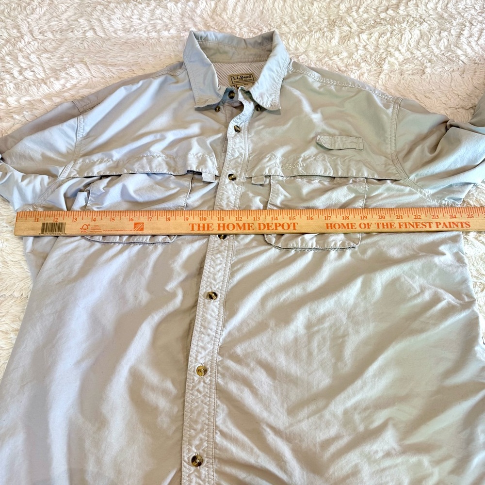 L.L. Bean XL Vented Fishing Shirt Gray Long Sleeve Mesh-Lined - Picture 7 of 9